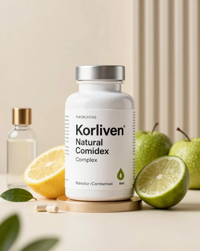 Korliven natural ingredient complex supplement bottle with premium packaging